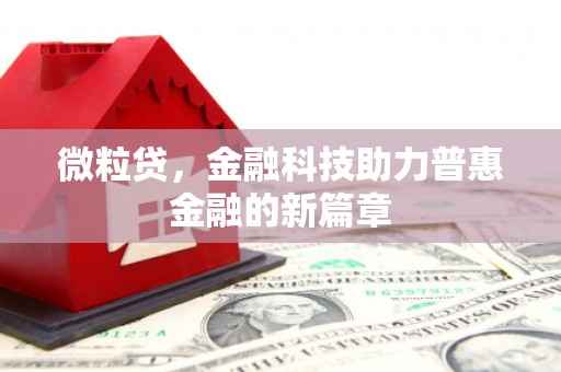 土库微粒贷，金融科技助力普惠金融的新篇章