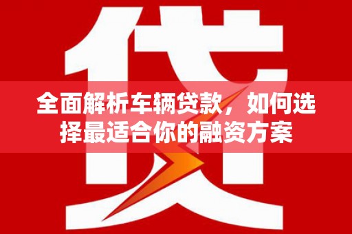 应城全面解析车辆贷款，如何选择最适合你的融资方案